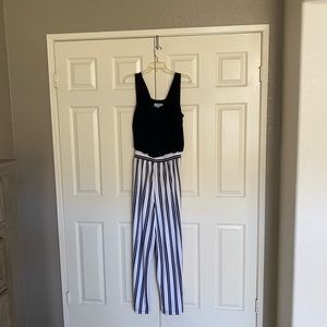 Blue and white jumpsuit